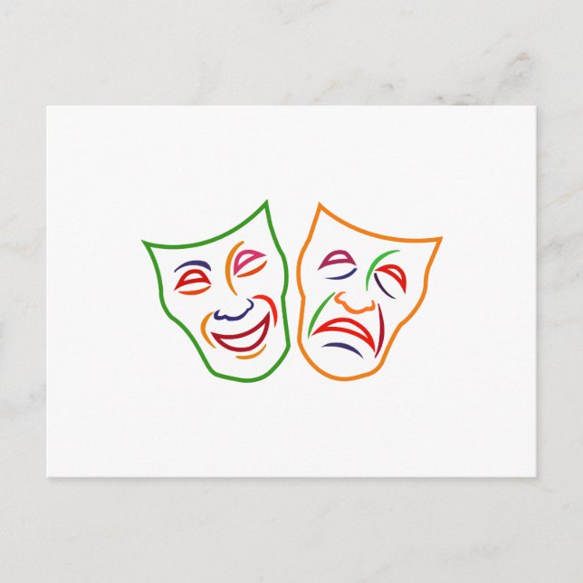 Comedy Tragedy Masks Postcard (Front)