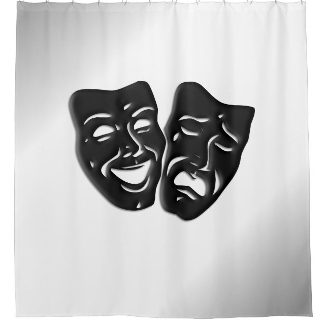 Comedy Tragedy Silver Theatre Masks Shower Curtain (Front)