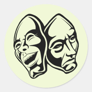 Comedy Tragedy theater masks masquerade still life Classic Round Sticker