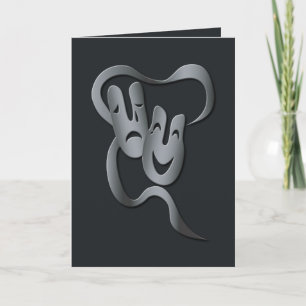 Comedy Tragedy Theatre Mask Grey/Black Greeting Card