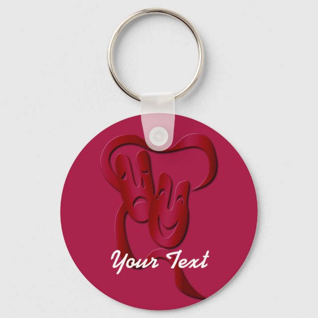 Comedy Tragedy Theatre Mask Red Basic Custom BK Key Ring (Front)