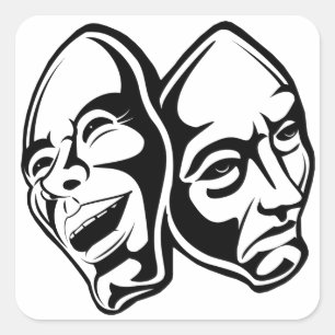 Comedy Tragedy theatre masks masquerade still life Square Sticker