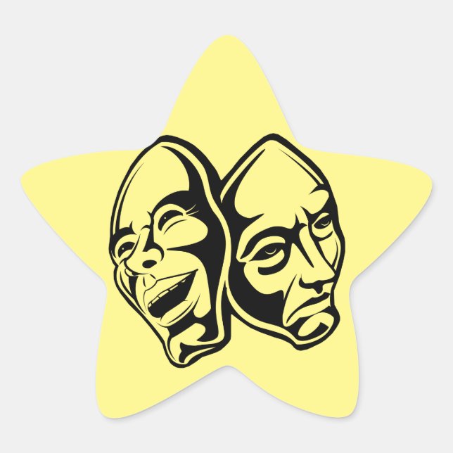 Comedy Tragedy theatre masks masquerade still life Star Sticker (Front)