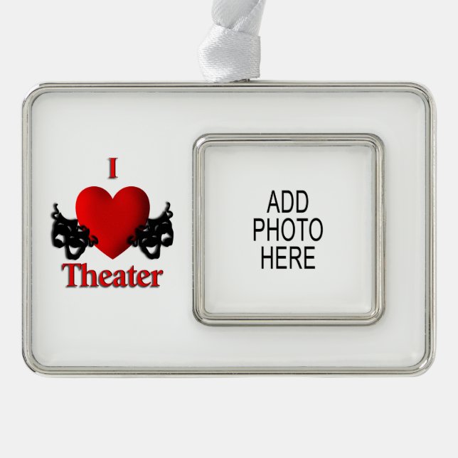 Comedy Tragedy Theatre Masks Ornament with Photo (Front)