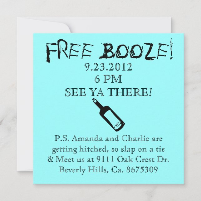 Comedy Wedding Invitation, Humour Invitation (Front)