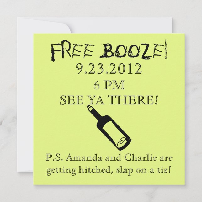 Comedy Wedding Invitation, Humour Invitation (Front)