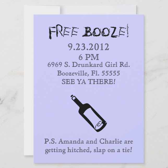 Comedy Wedding Invitation, Humour Invitation (Front)