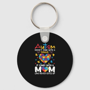 Comes With A Mum Who Never Gives Up Inspirational Key Ring