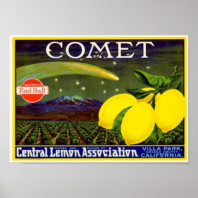 Comet Brand Lemon Crate Label Western Litho Co Poster (Front)