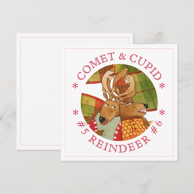 COMET CUPID REINDEER 5.25" Square Flat Card (Front/Back)