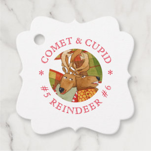 COMET CUPID REINDEER Fancy Square Favour/Gift Tags
