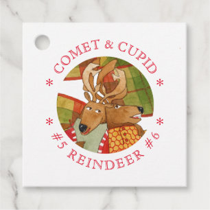 COMET CUPID REINDEER Square Favour/Gift Tags