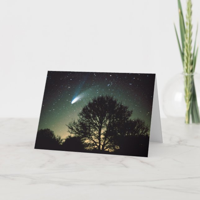 Comet Hale-Bopp and Tree Greeting Card (Front)