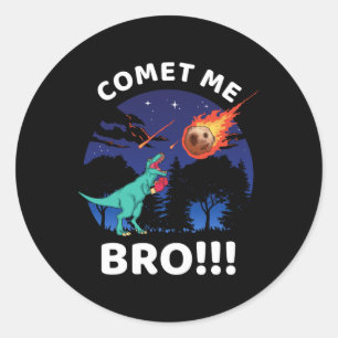 Comet Me Bro Funny Boxing T Rex Dinosaur Pun Extin Classic Round Sticker