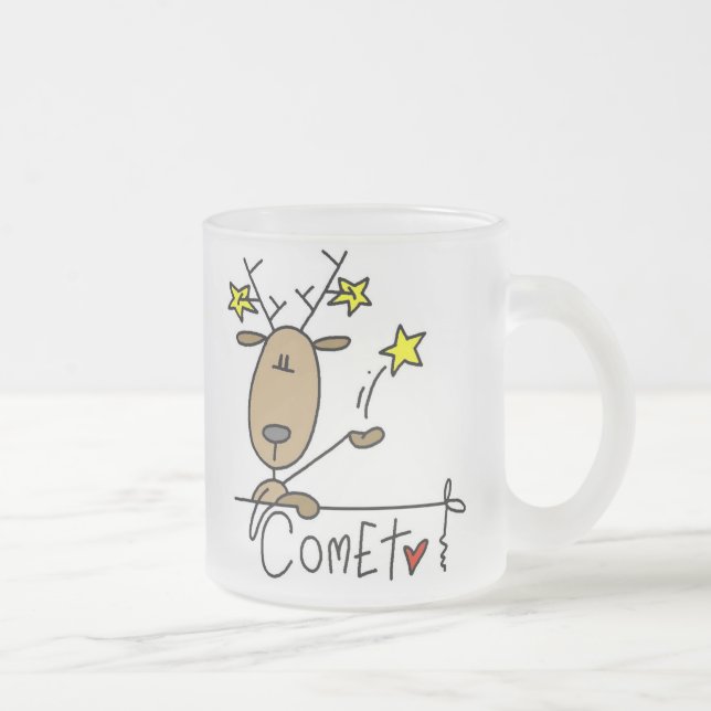 Comet Reindeer Christmas Tshirts and Gifts Frosted Glass Coffee Mug (Right)