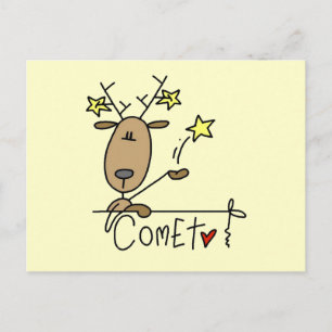 Comet Reindeer Christmas Tshirts and Gifts Holiday Postcard
