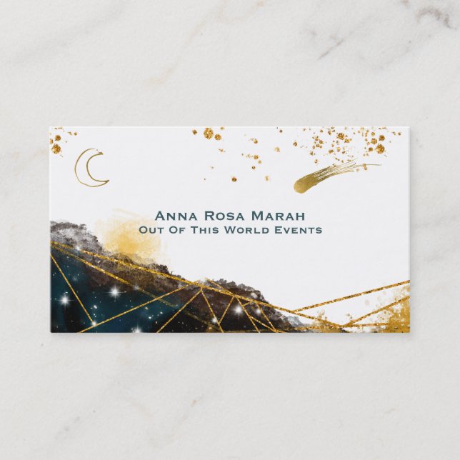 *~* Comet  Sacred Geometry Moon Glitter Business Card (Front)