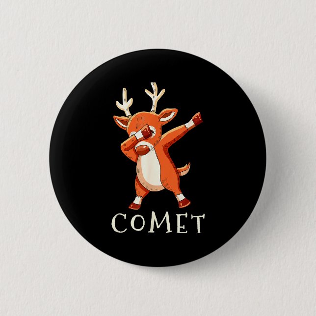 Comet Santas Reindeers Family Matching Outfit Chri 6 Cm Round Badge (Front)