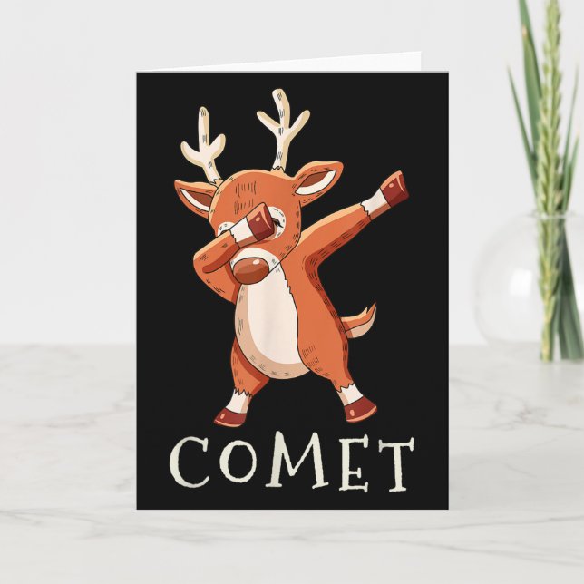 Comet Santas Reindeers Family Matching Outfit Chri Card (Front)
