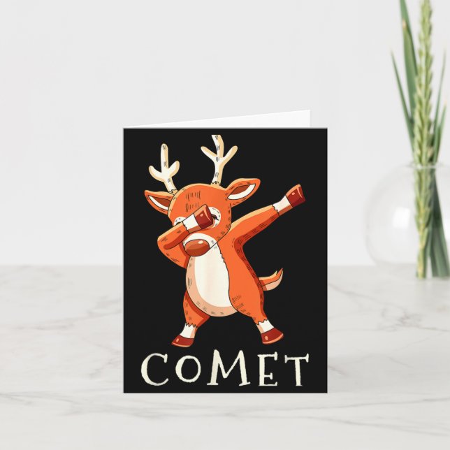Comet Santas Reindeers Family Matching Outfit Chri Card (Front)