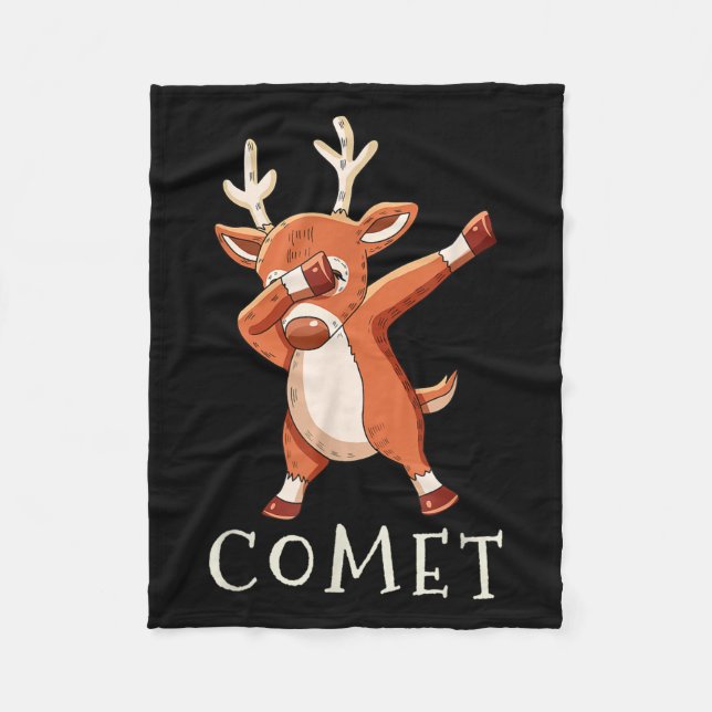 Comet Santas Reindeers Family Matching Outfit Chri Fleece Blanket (Front)