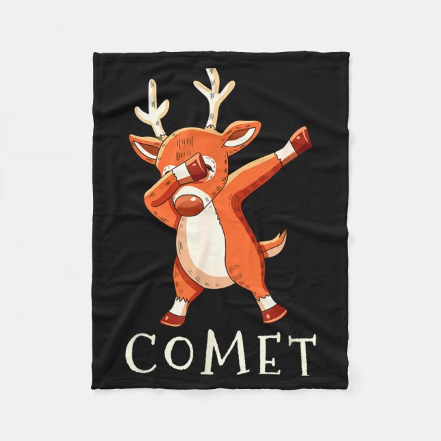 Comet Santas Reindeers Family Matching Outfit Chri Fleece Blanket (Front)