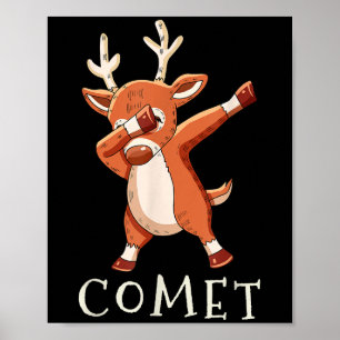 Comet Santas Reindeers Family Matching Outfit Chri Poster