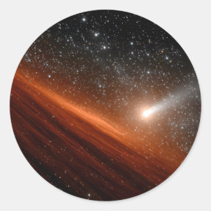Comet Tearing Through Red Galactic Dust Classic Round Sticker