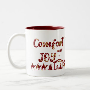 Comfort And Joy Christian Christmas Nativity Two-Tone Coffee Mug
