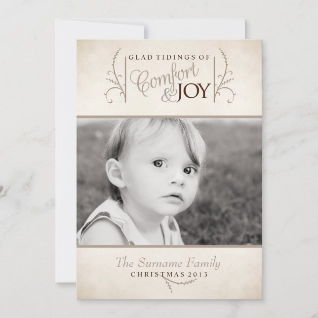 Comfort and Joy Christmas Photo Card (Front)