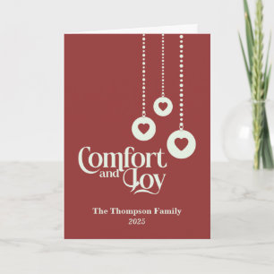 "Comfort and Joy" Elegant Red Christmas Card