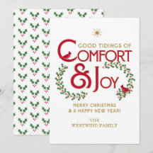 Comfort and Joy Merry Christmas Flat Holiday Card