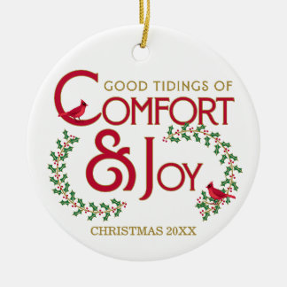 Comfort and Joy Red Cardinal Custom Ornament