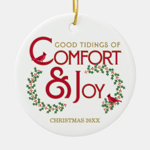 Comfort and Joy Red Cardinal Personalised Ornament