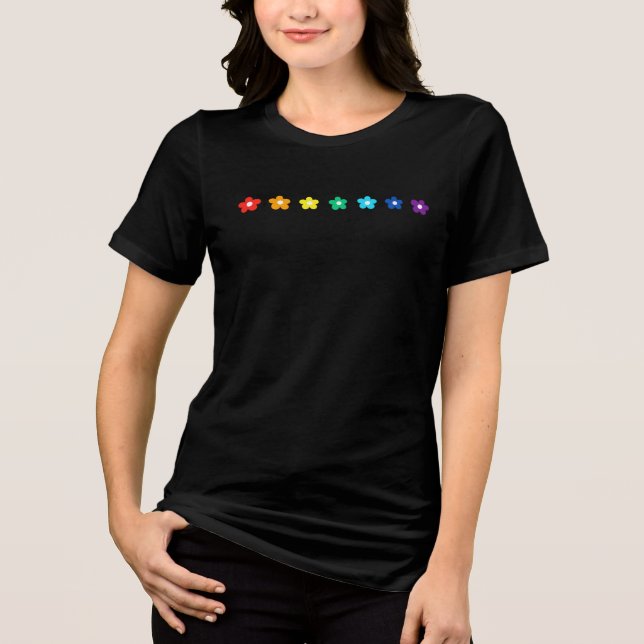 Comfort Colours Rainbow Daisies Pride Shirt: Paste Tri-Blend Shirt (Front)