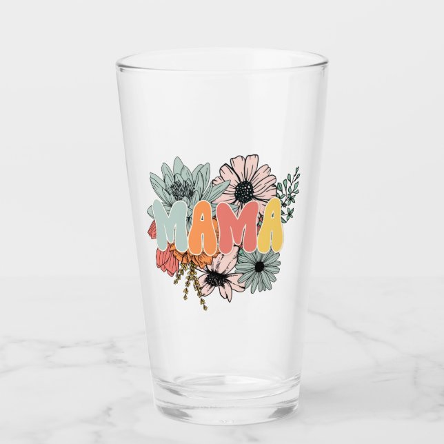 Comfort Colours® Retro floral Mama, Mother's Day Glass (Front)
