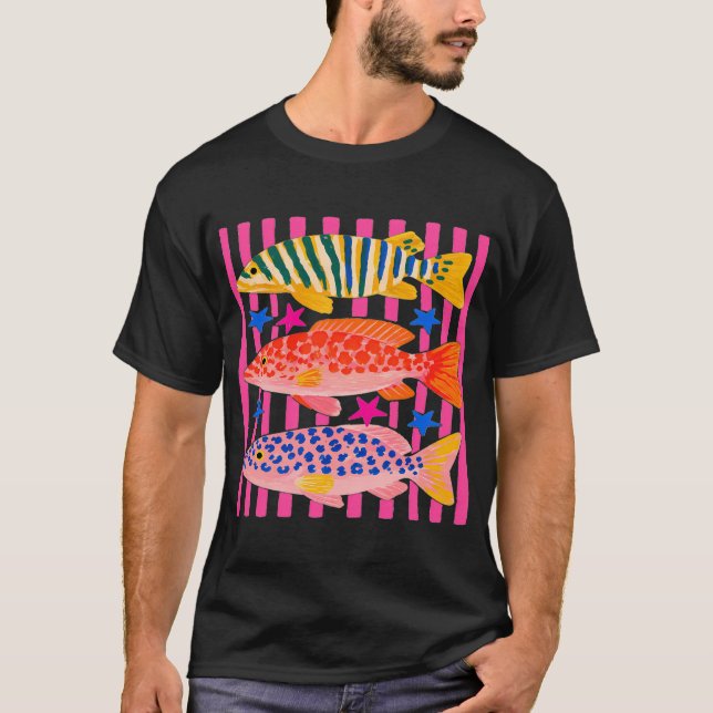 Comfort Colours Stacked Fish Coastal Tee (Front)