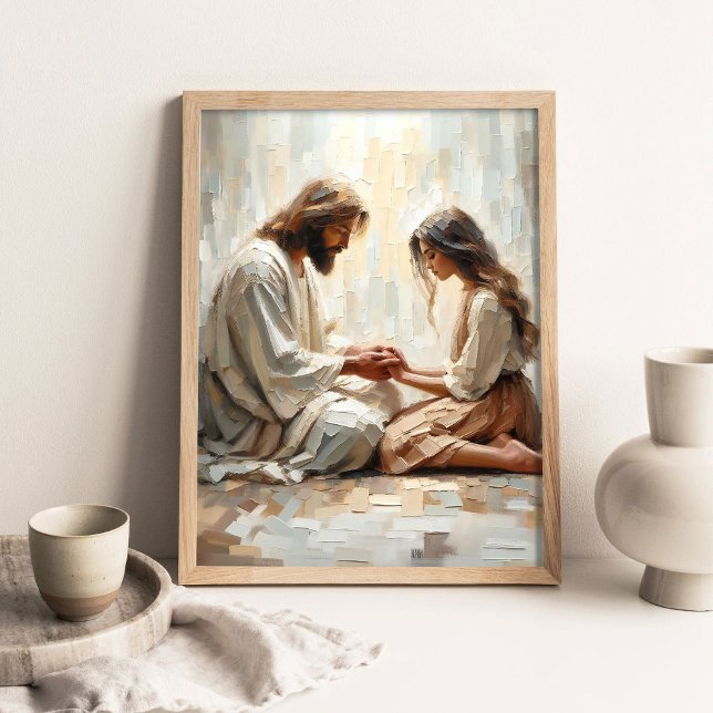 Comfort in Him, Modern Christian Art, Jesus and He Poster (Creator Uploaded)