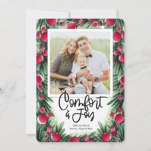 Comfort & Joy Berry Explosion Pine Leaves Holiday Card