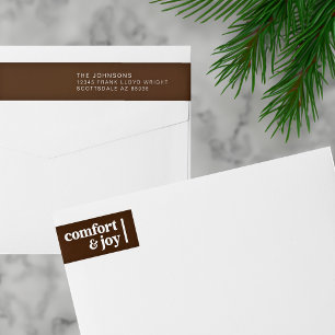 Comfort & Joy Christmas Minimalist Return Address Wrap Around Label