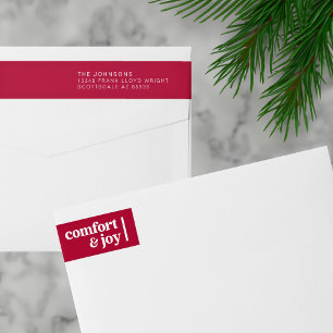 Comfort & Joy Christmas Minimalist Return Address Wrap Around Label