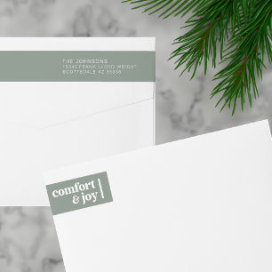 Comfort & Joy Christmas Minimalist Return Address Wrap Around Label