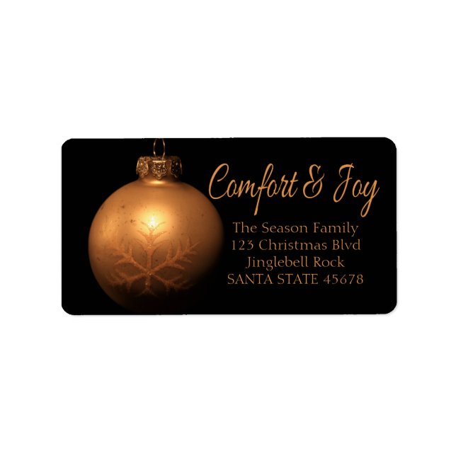 Comfort & Joy Golden ornament label (Front)