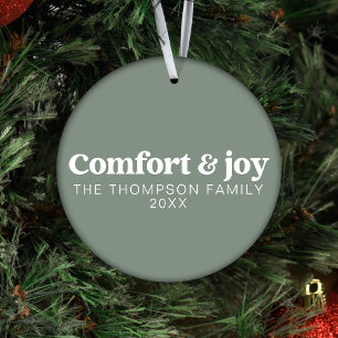 Comfort & Joy Grey Modern Minimalist Christmas  Ornament
