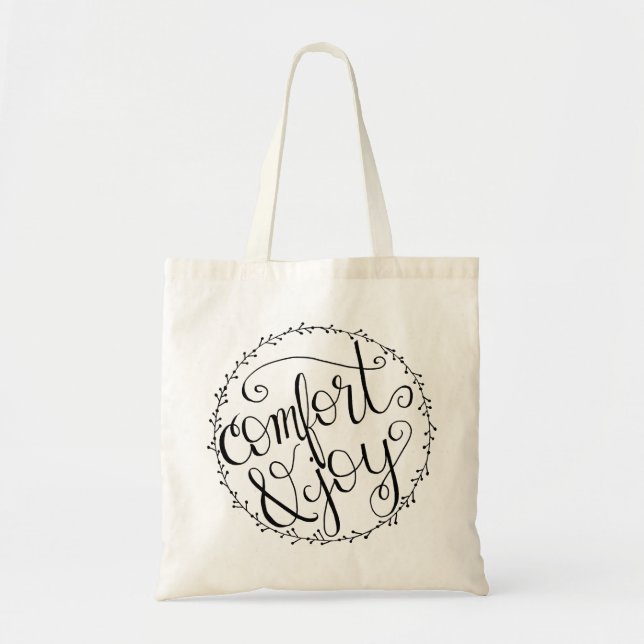 Comfort & Joy Hand Lettered Tote Bag (Front)