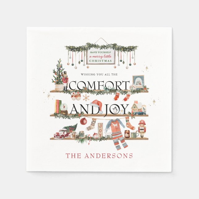 Comfort & Joy | Merry Little Christmas Party Napkin (Front)