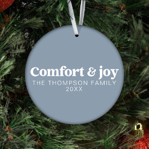 Comfort & Joy Modern Minimal Dusty Blue Christmas Ornament