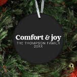 Comfort & Joy Modern Minimalist Black Christmas Ornament<br><div class="desc">Celebrate the season with our "Comfort & Joy" Modern Minimalist Black Christmas Ornament. This shatterproof Christmas ornament is a true symbol of modern elegance and holiday spirit. Its sleek and trendy design adds a contemporary touch to your festive decor. You have the power to make this ornament truly your own....</div>