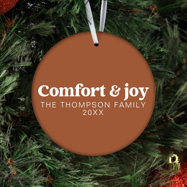 Comfort & Joy Modern Minimalist Christmas  Ornament (Creator Uploaded)