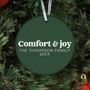 Comfort & Joy Modern Minimalist Green Christmas Ornament